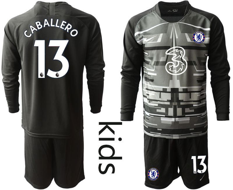 Youth 2020-2021 club Chelsea black long sleeve goalkeeper #13 Soccer Jerseys->chelsea jersey->Soccer Club Jersey